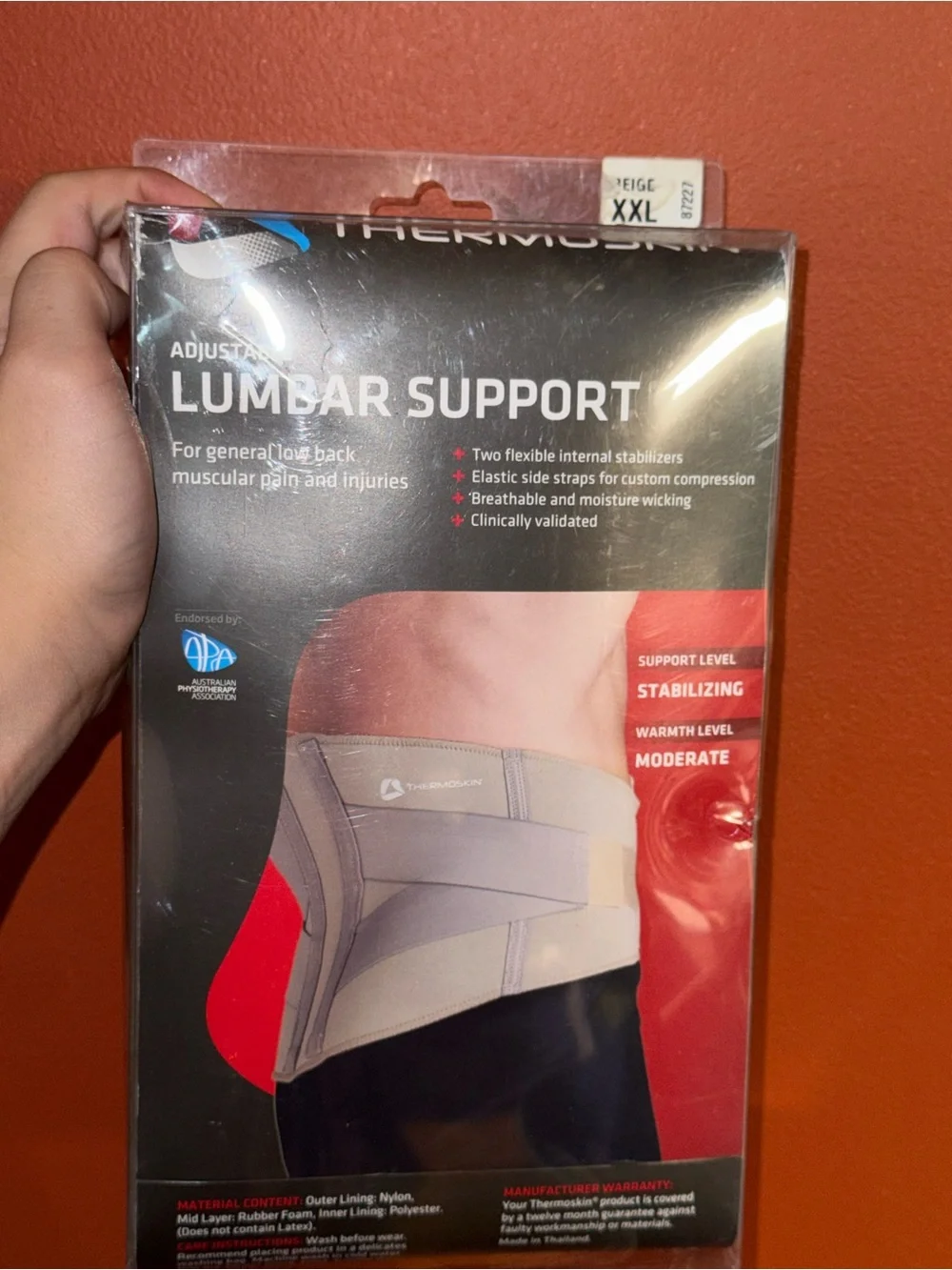 Thermoskin Adjustable Lumbar Support - Beige size XXL